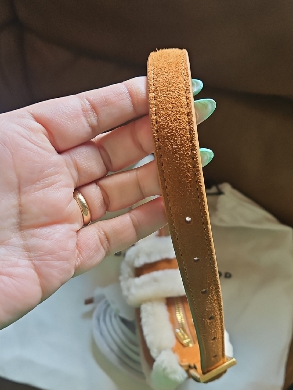 Brandon Blackwood Luna Bag - Tan Suede w/Cream Sherling - Picture 3 of 6